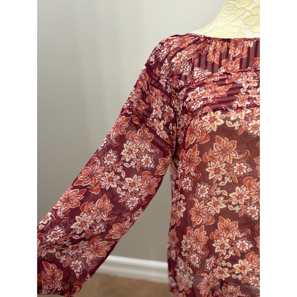 Sundance Womens Large 100% Silk Floral Peasant Blouse Imperial Gardens Boho Top - Picture 4 of 12